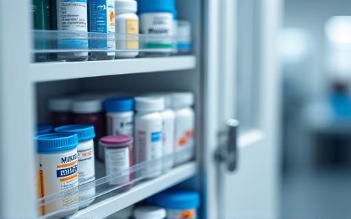 A secure and professional medication cabinet.